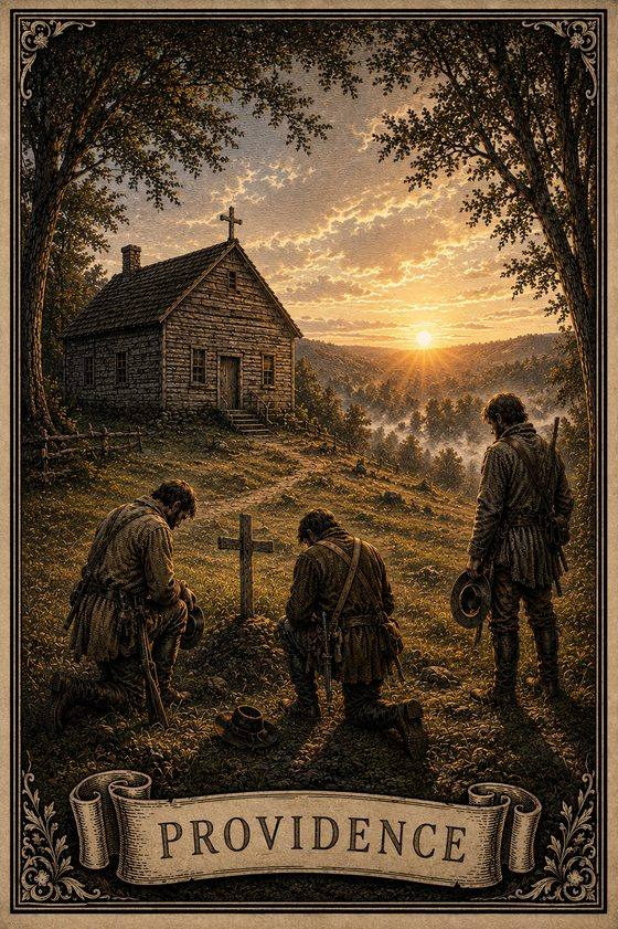 Providence — a warm illustration of a Carolina homestead at sunset